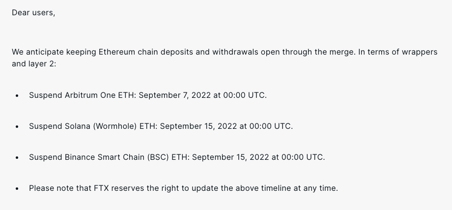 以太坊合并FTX将暂停Arbitrum、Solana、BSC上ETH充提！SBF：仍可交易-第2张图片-币安app下载