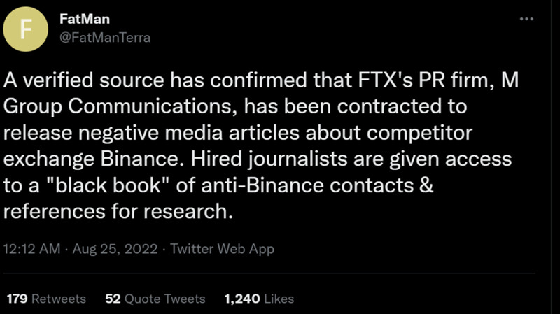 公链Terra研究员爆料FTX聘用公关抹黑币安！M Group出面否认-第2张图片-币安app官方下载最新版