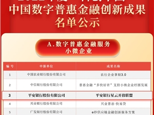 平安银行供应链金融与星云开放联盟入选中国数字普惠金融创新成果