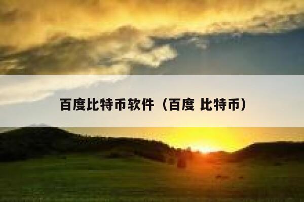 百度比特币软件（百度 比特币）-第1张图片-币安app下载
