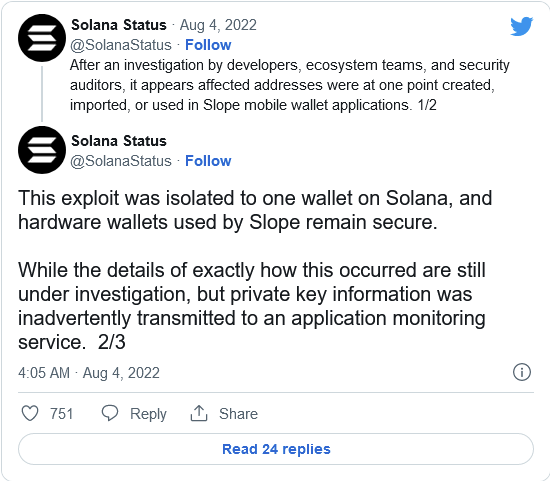 价值数百万美元的Solana加密货币盗窃案被认为与Slope手机钱包有关-第2张图片-币安app下载