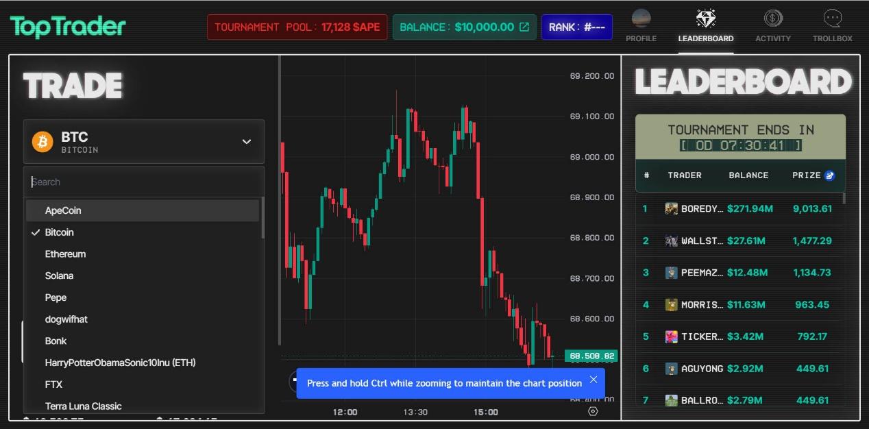 主打“首屈一指的精神分裂交易模拟”体验？ApeChain游戏Top Trader首日锦标赛迎2.3万笔交易-第2张图片-币安app下载