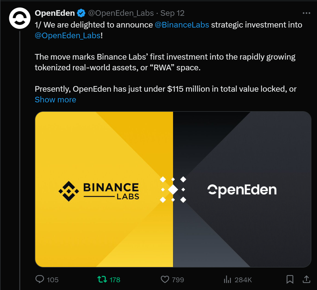 一文详解OpenEden：币安投资RWA新贵，美债投资新选择-第9张图片-币安app下载